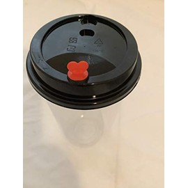 50sets 16oz new type cup with round bottom with BLACK lids with red star for Iced Cold Drinks Coffee Tea Smoothie Bubble Boba (16oz with black lids)