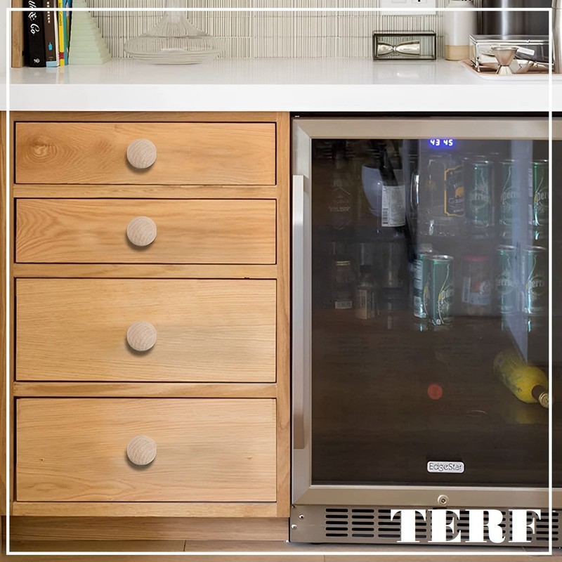 TERF® Traditional Unlacquered Pine Wooden Cupboard Cabinet Door Knob 30mm