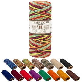 Craft County 100% Hemp Cord Spools – 205 ft (62.5m) Crafting Cord with a Polished Finish – Rainbow (1mm)