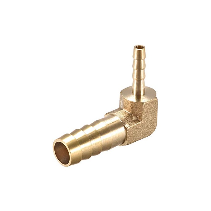 sourcing map 10mm to 4mm Barb Brass Hose Fitting 90