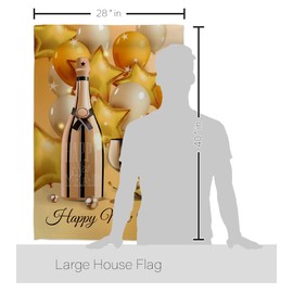 Ornament Collection Golden New Year House Flag Eagle Set Winter Clock Countdown Champagne Party Fireworks Celebrate Decoration Banner Small Garden Yard Gift Double-Sided, Made in USA