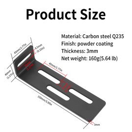 4 Pcs Angle Corner Brackets for Wood, Adjustable L-Shaped Metal Corner Braces with Slots - Black, 6 x 1-5/8 x 1-3/4 Inch