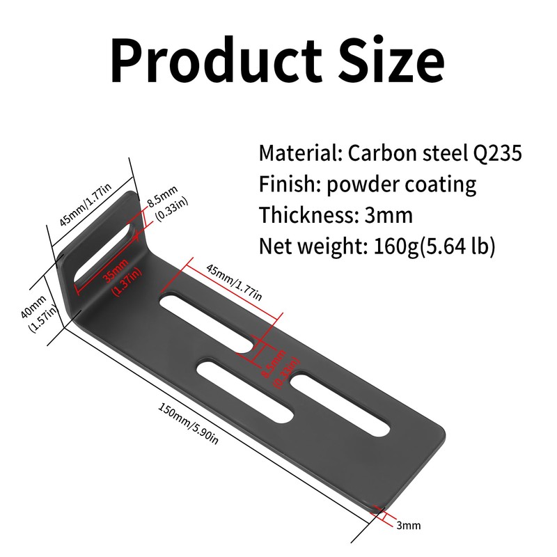 4 Pcs Angle Corner Brackets for Wood, Adjustable L-Shaped Metal