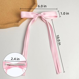 Bordedor Long Tail Bow Hair Clips 6Pcs - Ribbon Bowknot Barrettes with Tassel Claw for Girls Kids Women Hair Accessories