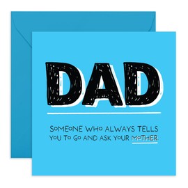 Funny Dad Birthday Card – “Always Tells You to Ask Your Mother” – Gifts for Him, Husband, Daddy, Pop, Old Man, Men from Daughter, Son -Father's Day - Dad Definition - Comes with Fun Stickers