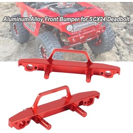 Pothyes Front Bumper for Axial SCX24 Deadbolt AXI90081 1/24 RC Crawler Car Aluminum Alloy Upgrades (Red)