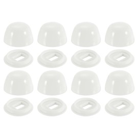 sourcing map 8Pcs Toilet Bolt Caps, 21mm/0.83" Plastic Push-On Toilet Seat Floor Bolts Caps, Universal Floor Bolts Caps with Washers, White