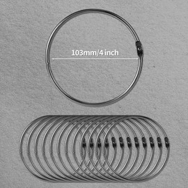 12pcs Loose Leaf Binder Rings, 4 Inch Large Metal Book Paper Clip Rings Keychain Keyrings for Index Cards Notebooks Photos Documents Files Home Office DIY Crafts Supplies, Black