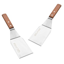 QILIYINI 2 Pcs Stainless Steel Spatula Heavy Duty Spatula Turner for Cast Iron Skillet, Flat Top Grill Griddle Scraper Hamburger Spatula