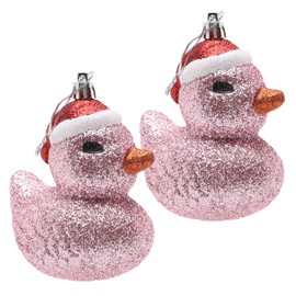 Christmas Concepts® Pack of 2-110mm (4.3") Baby Pink Glittery Festive Duck Baubles - Christmas Tree Decorations