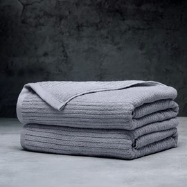 LUXOME Plush Performance 2-Piece Bath Towel Set | Dual-Loop Design | Ultra Soft | Highly Absorbent | Quick Drying | Pebble (Light Grey)