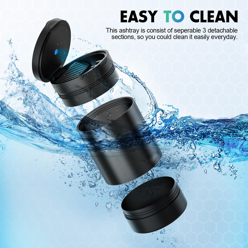 THIKPO Car Ashtray with Lid, Portable Ashtray for Car, Mini