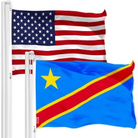 UD_G128 Combo Pack: American USA Flag 3x5 Ft & DR Congo Flag 3x5 Ft, Both Printed 150D Polyester, Indoor/Outdoor, Brass Grommets