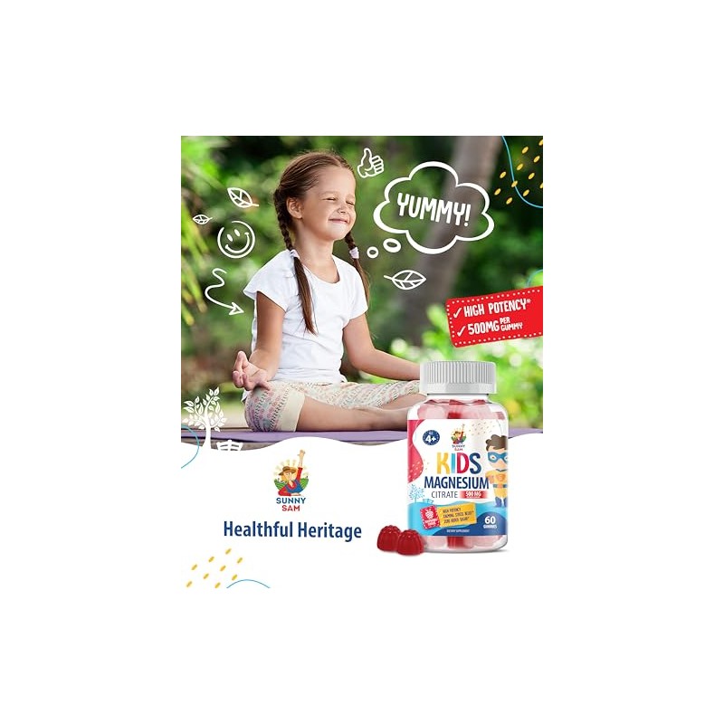 SUNNY SAM- “Gomitas de Magnesio Sin Azúcar para Niños y