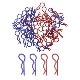 sourcing map 50pcs 30-Degree Angle RC Body Clips Bent Springy R Pins 24.3x1.2x8.4mm for All 1/8 1/10 1/12 Scale Model RC Car Crawler Truck,Shell Replacement Parts(Blue/Red)