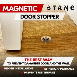 Stang – Magnetic Door Stopper Invisible Concealed Flush Mounted Magnetic Door Stop for Bottom of The Door with Hold-Open Function and Holder Option