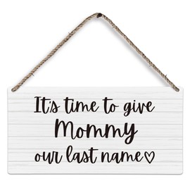 huester Ring Bearer Sign, Wedding Signs Wood Plaque Sign, Ring Bearer Gifts, Wedding Home Decor, Wedding Decorative Signage, It’s Time to Give Mommy Our Last Name Wedding Wall Hanging Decor, 12x6 inches