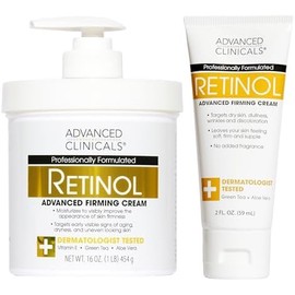 ADVANCED CLINICALS 2 PACK SET - CREMA REAFIRMANTE CORPORAL RETINOL VITAMINA E TE VERDE ALOE VERA SPA Y TRAVEL SIZE 454GR59ML