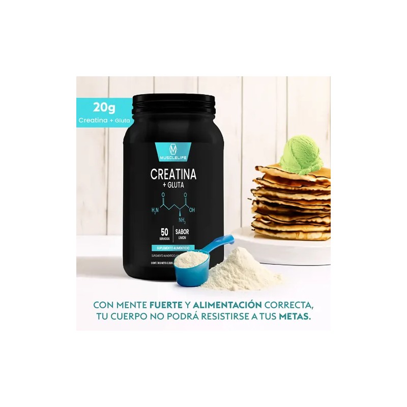 Creatina + Glutamina Suplemento Polvo Muscle Life 1kg 50serv