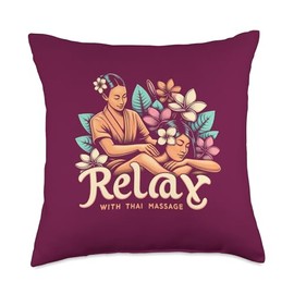 Relax With Thai Massage Therapist Thailand Spa Refresh Heal Throw Pillow
