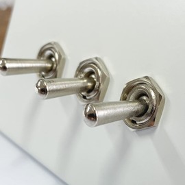 ARUASTUDIO Aruastudio Retro Interior Light Switch ON-Off Set, Switch Plate, Toggle Switch 15A, 250V, AC, 2Pin (White 003 Silver)