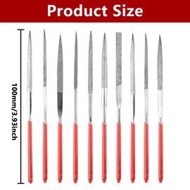 Set of 10 Diamond Needle Files Metal, Mini Diamond File, Mini File Set, Small Key Files, Diamond Needle File, Fine File Set for Filing Wood, Jewellery, Metal, Stone, Model Making (10 Models)