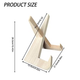 Quixotical Plate Holder Display Stand, Wooden Display Stand, Picture Frame Stand Recipe Holder Record Stand, Multifunctional Display Easel, for Book, Photo, Decorative Plate (Wood color)