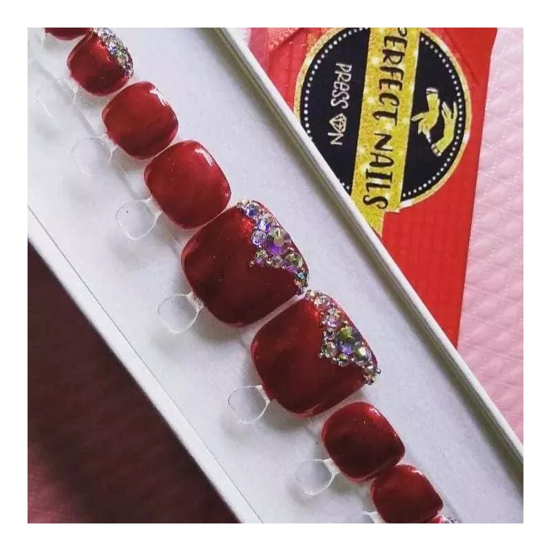 Perfect Nails Press On Uñas Pies Press On Diseño Navideños