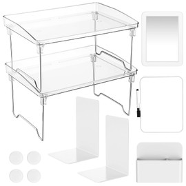 LemonRoad 11 Pcs White Locker Accessories with Shelf Includes Magnetic Mirror and Whiteboard Magnetic Pen Holder and Book Stand Locker Organizer Decoration for Back to School Party Essentials