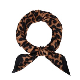 MEANBEAUTY 27.5" Square Silk Like Head Scarf for Women Satin Bandana Head Scarves Neck Scarfs for Hair Wrapping at Night(Black Leopard)