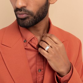 Amberta Solid 925 Sterling Silver Men's Wedding Ring | 5 6 8 mm Silver Polished Thumb Ring Comfort Fit Band Ring Men