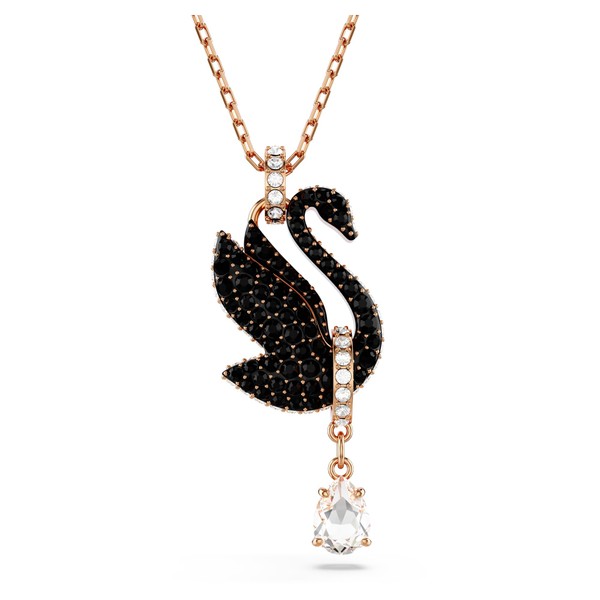 Swarovski Swan Black Rose Gold Plated Alloy Swan Pendant