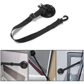 BAAQII Adjustable Door Holder for Motorhome, Caravan, Motorhome, Door String, Door Holder with Plastic Hooks and Locking Latch, Heavy Duty Suction Cup, Door Straps, Stops Wind (1)