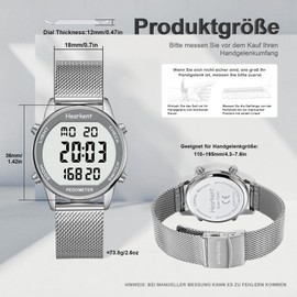 Women's Pedometer Watch, Waterproof Fitness Tracking Digital Watch, Without Bluetooth and App, Seniors Watch with Pedometer Calorie Counter, Sports Watch for Walking/Running (Silver)