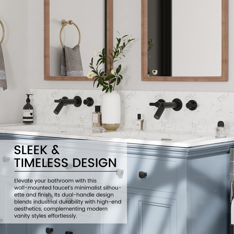 Wall Mount Bathroom Faucet Matte Black,Solid Brass Wall Mounted Sink