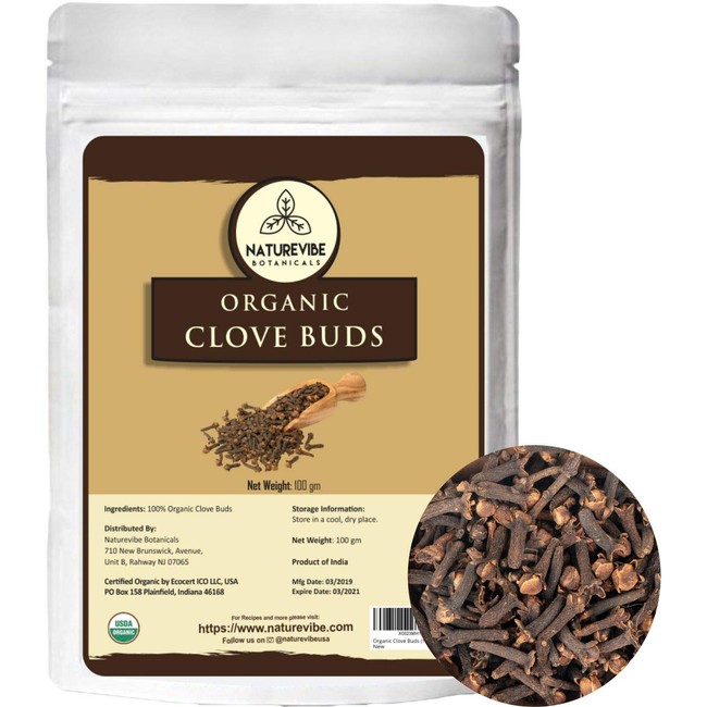 Naturevibe Botanicals Organic Clove Buds, 100gm (3.53oz) | Non-GMO and Gluten Free | Indian Spice | Adds Aroma and Flavor