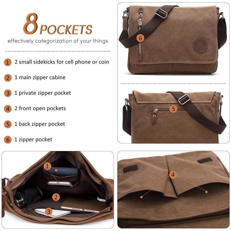 Unisex Messenger Bag Casual Canvas Bag Shoulder Sling Bag Satchel