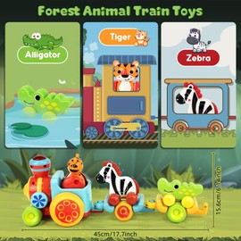 Marstone Baby Toys for 1 2 3+ Year Old Boys and Girls Birthday Gifts, Forest Train Set Toddler Toys for Ages 2-4, Learning Educational Push Animal Cars for Preschool Kids, Infant Toys 12-18 Months