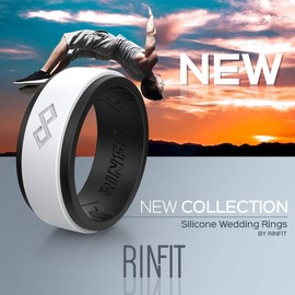 Rinfit Silicone Wedding Ring for Men. 3 Rings Pack. RinfitAir Collection, Mens Silicone Rubber Wedding Rings Bands (Set #5, Size 10)