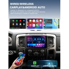 5G WiFi(6) Car Radio for Dodge RAM 1500 2500 3500 2013-2018, Android13/Wireless CarPlay/Android Auto/Touch Screen/GPS Navigation/Bluetooth/FM/HD Backup Camera (2Ram+64Rom) Auto AC