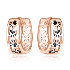 Dreamboat Paw Print Hoop Earrings for Women 925 Sterling Silver Rose Gold Plated Dog Cat Paw Huggie Earring Jewelry Gifts
