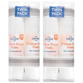 Pure Cotton Wool Pads 2 x 200 (Twin Pack) 400 Organic Cotton Wool Pads For Makeup Removal