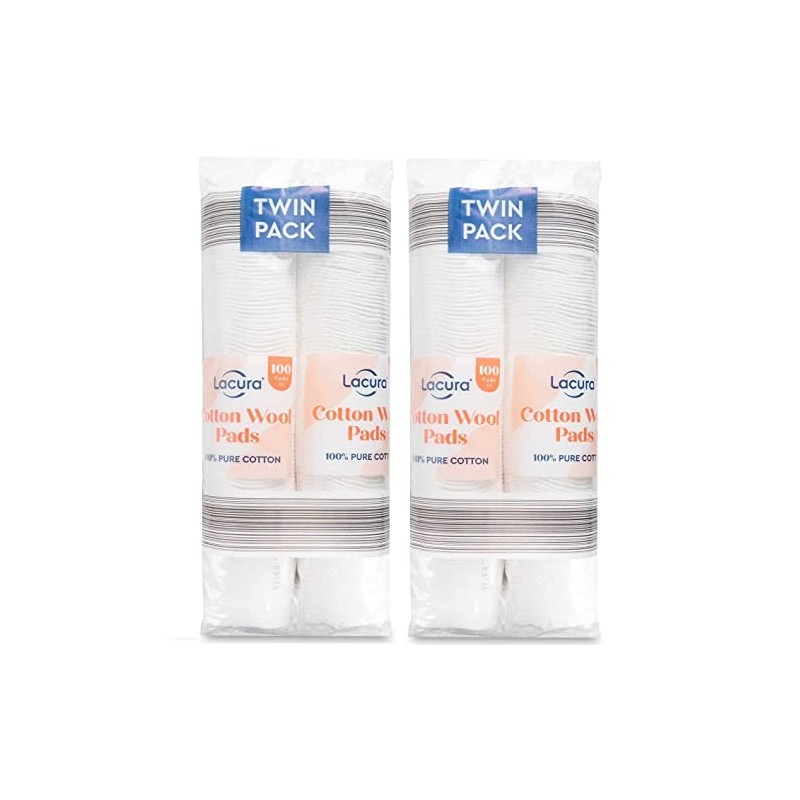 Pure Cotton Wool Pads 2 x 200 (Twin Pack) 400