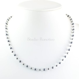 Ronotico Magnetic Necklace, Stylish, Unisex, Crystal & Terahertz, Natural Stone, Silver 925 Magnet Clasp, For Men and Women, Made in Japan, 19.7 inches (50 cm), Stone