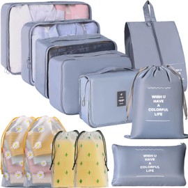 Packing Cubes, Packing Cubes for Suitcases Travel, Waterproof Suitcase Organiser Bags Travel Packing Cubes Set Travel Essentials Bag for Clothes Shoes Travel Accessories (Grey)