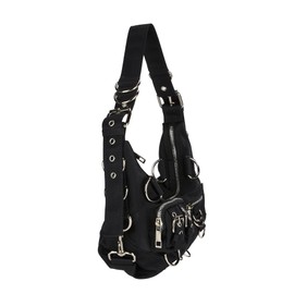 Dolls Kill Personal Anthem Shoulder Bag - Nylon, Adjustable Strap, Cargo Pockets - Black, One Size