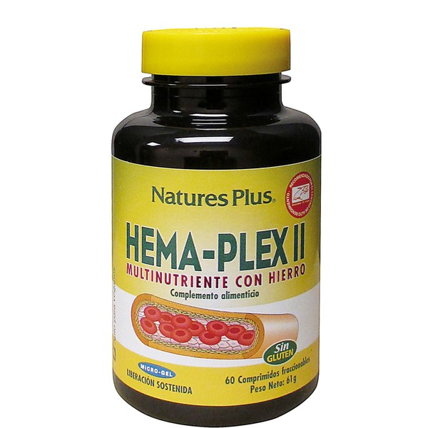 NaturesPlus Hema-Plex Iron - 60 Mixed Berry Chewables - 85 mg Elemental Iron - Total Blood Health - with Vitamin C & Bioflavonoids - Non-GMO, Vegan & Gluten Free - 20 Servings
