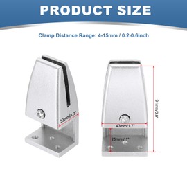 PATIKIL 1.7x1.3x3.6" Desk Divider Support Clamp, 4 Pcs Aluminum Desk Shield Clamp Desk Divider Partition Clamp Sneeze Guard Clamp Bracket for Office Home Desk Panel, Silver