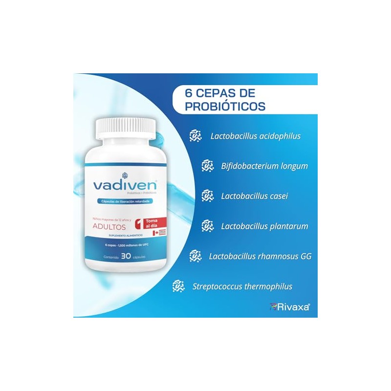 Probiticos Prebiticos Omega 3 Mezcla probitica de 6 cepas y