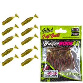 SEABUZZ Rubber Fish Fishing Lure Set Butter Worm 10 Pieces x 45 mm - Pike Trout Zander Rubber Bait - Perch Catfish Artificial Bait - Predator Fish Fishing Set - Fresh and Saltwater Fishing Equipment